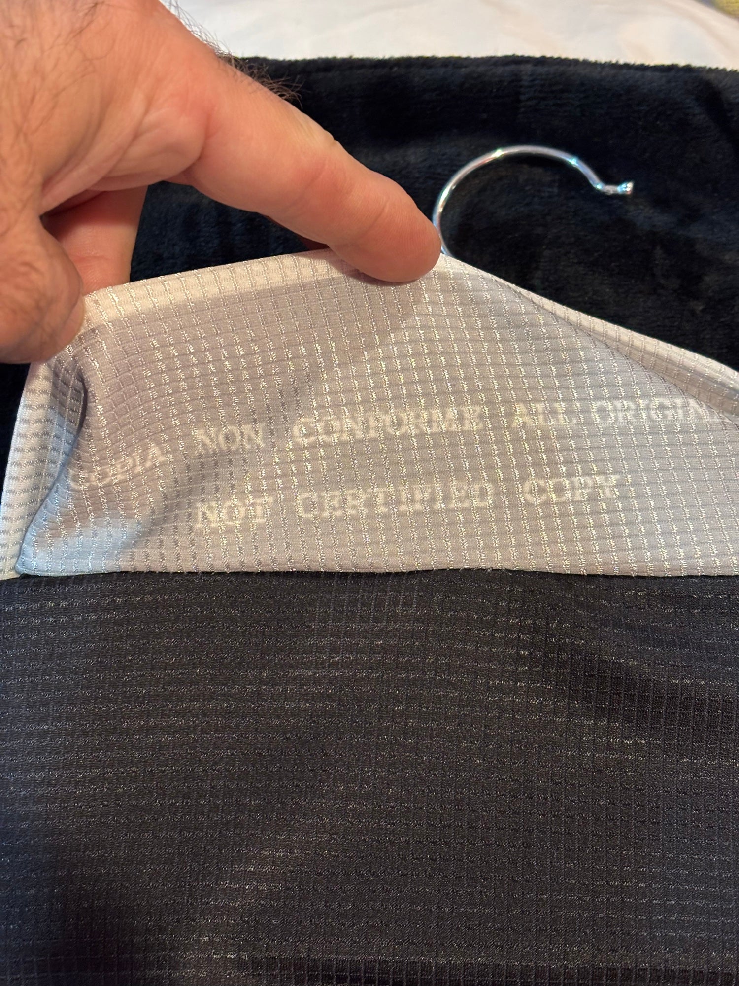 Interior label showing copia non conforme all originale replica disclosure