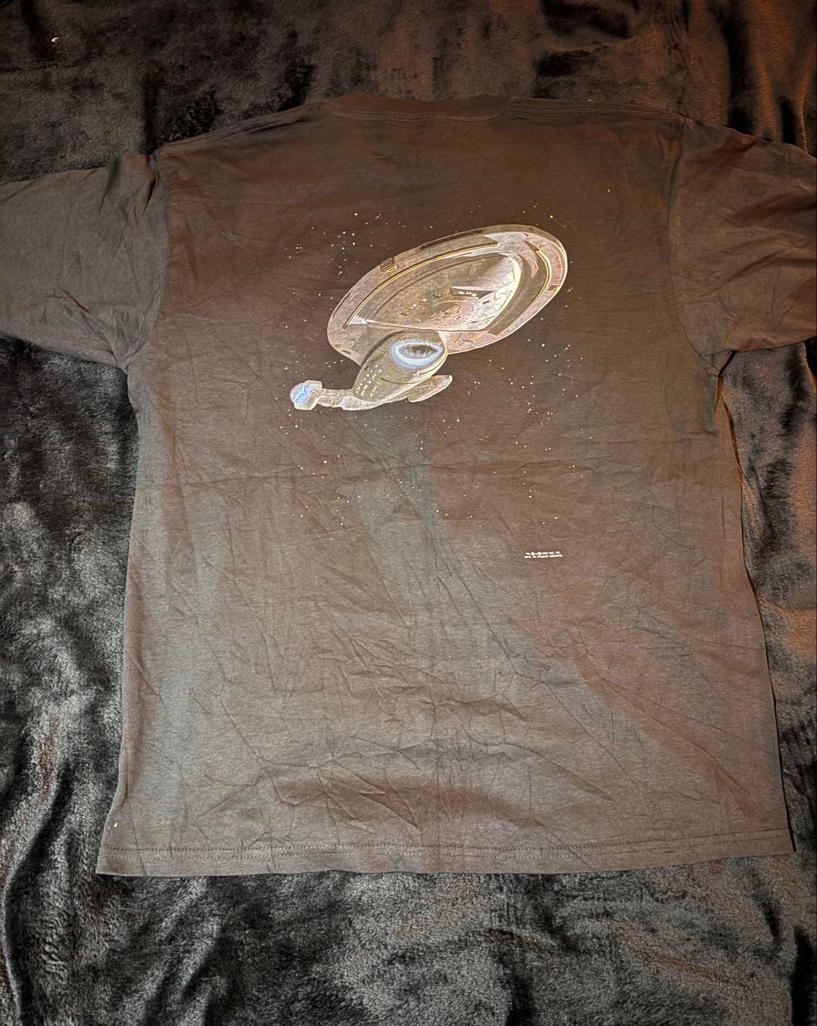 USS Voyager ship back print in starfield