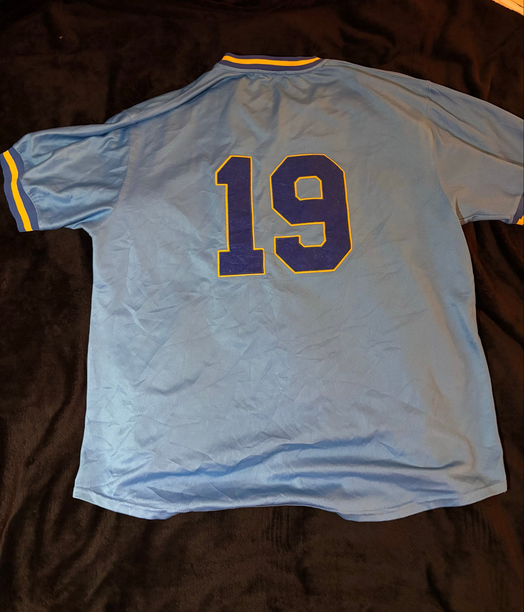 Milwaukee Brewers powder blue jersey back with number 19