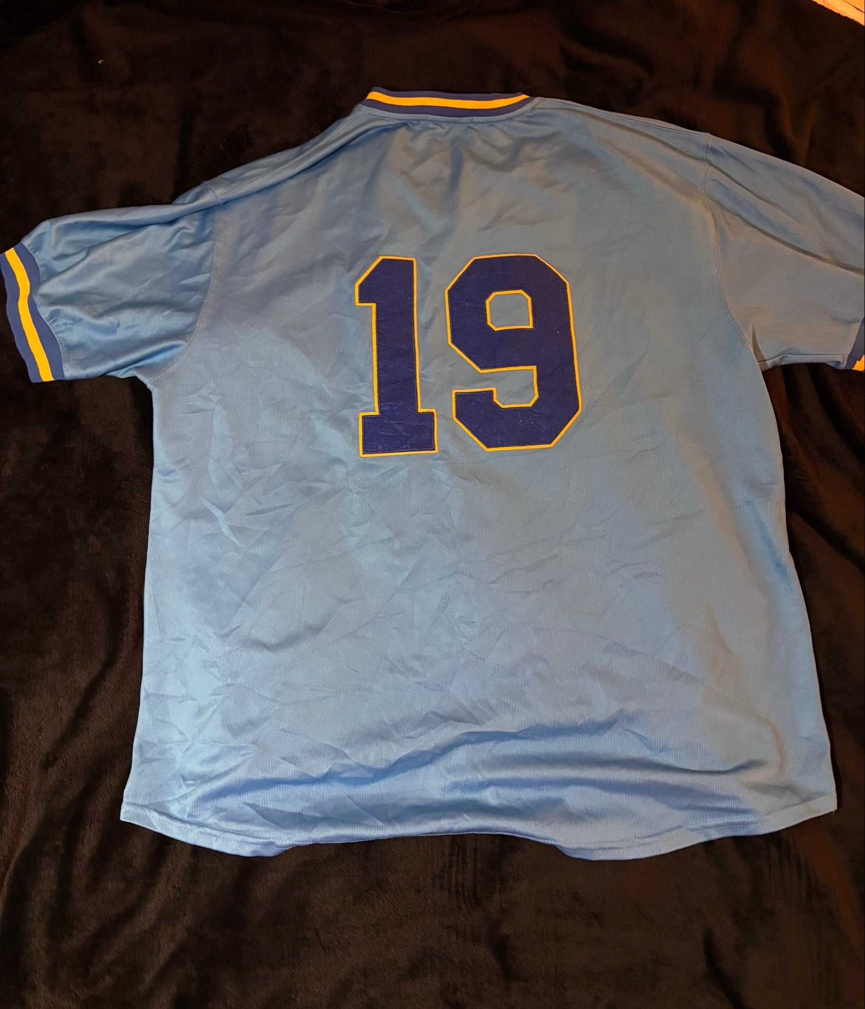 Milwaukee Brewers powder blue jersey back with number 19