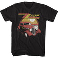 ZZ Top Eliminator hot rod graphic on black t-shirt