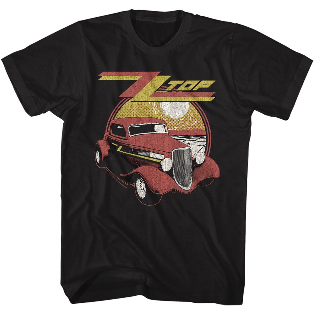 ZZ Top Eliminator hot rod graphic on black t-shirt